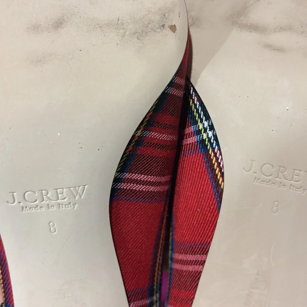 J.Crew Lucie Pump Tartan Star Sequins Red Plaid Sz 8 NWOB